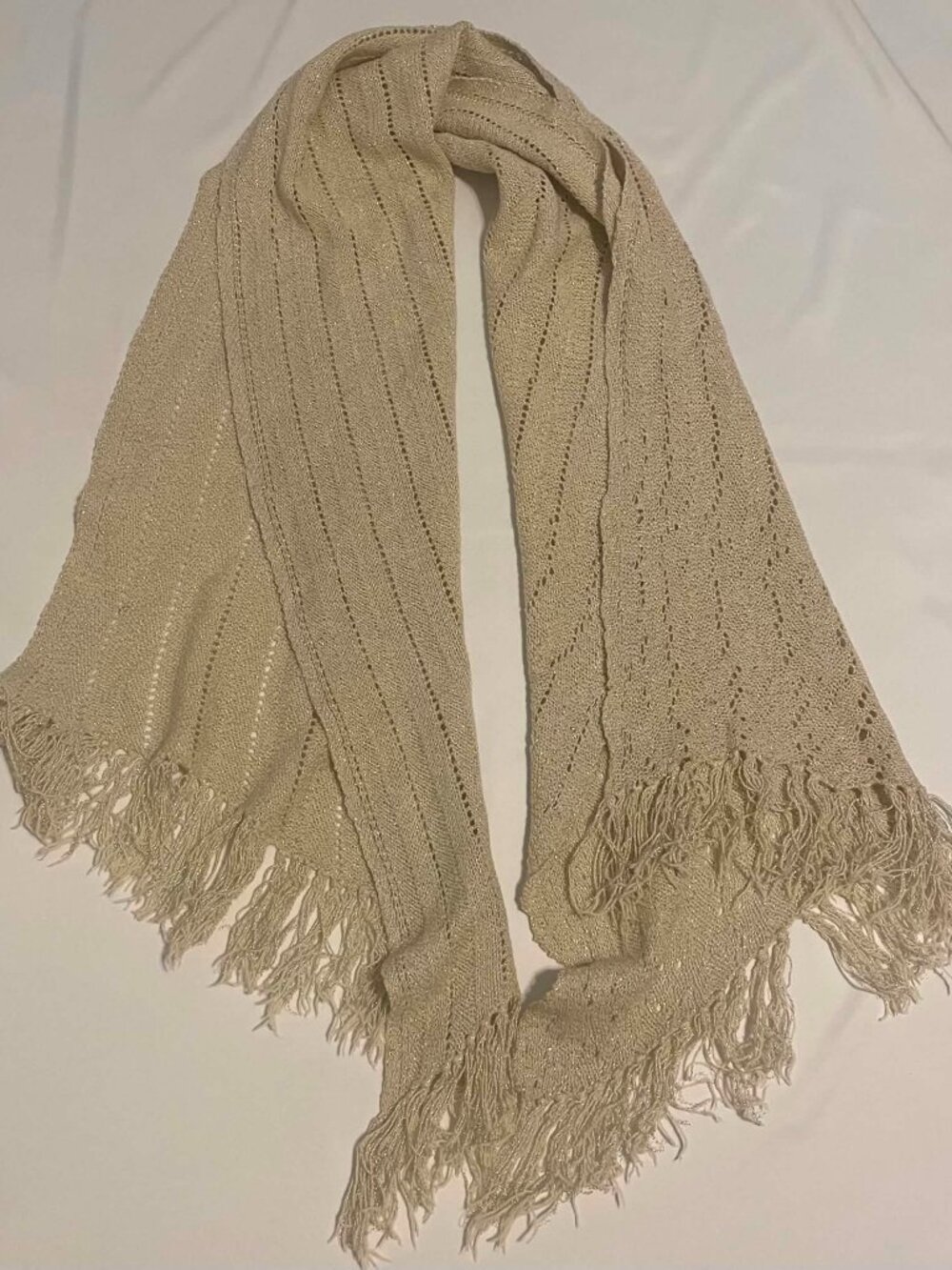 SHAWL WRAP SCARF Gold/Beige (measurements taken while folded)